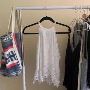 Calvin Klein white lace handkerchief halter top